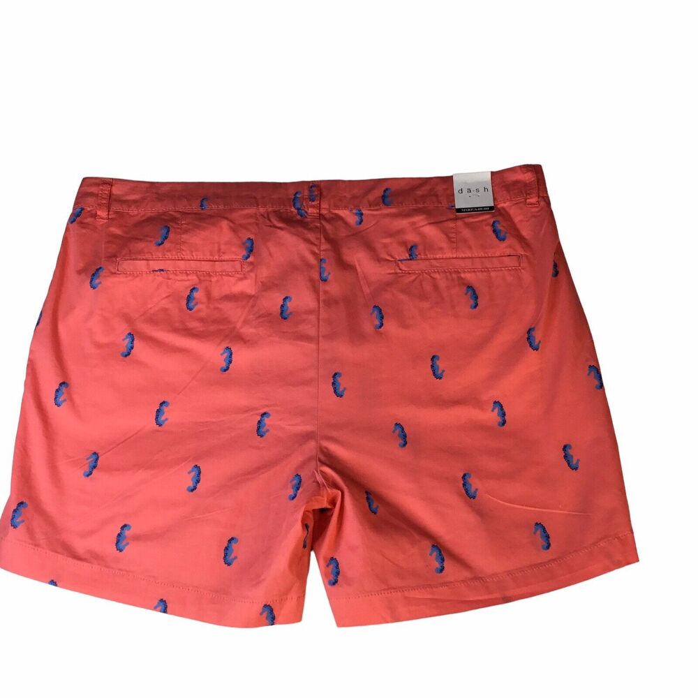 Chino Short Women's Size 14 Orange Chino Pockets Patterned Cotton Sea Horse